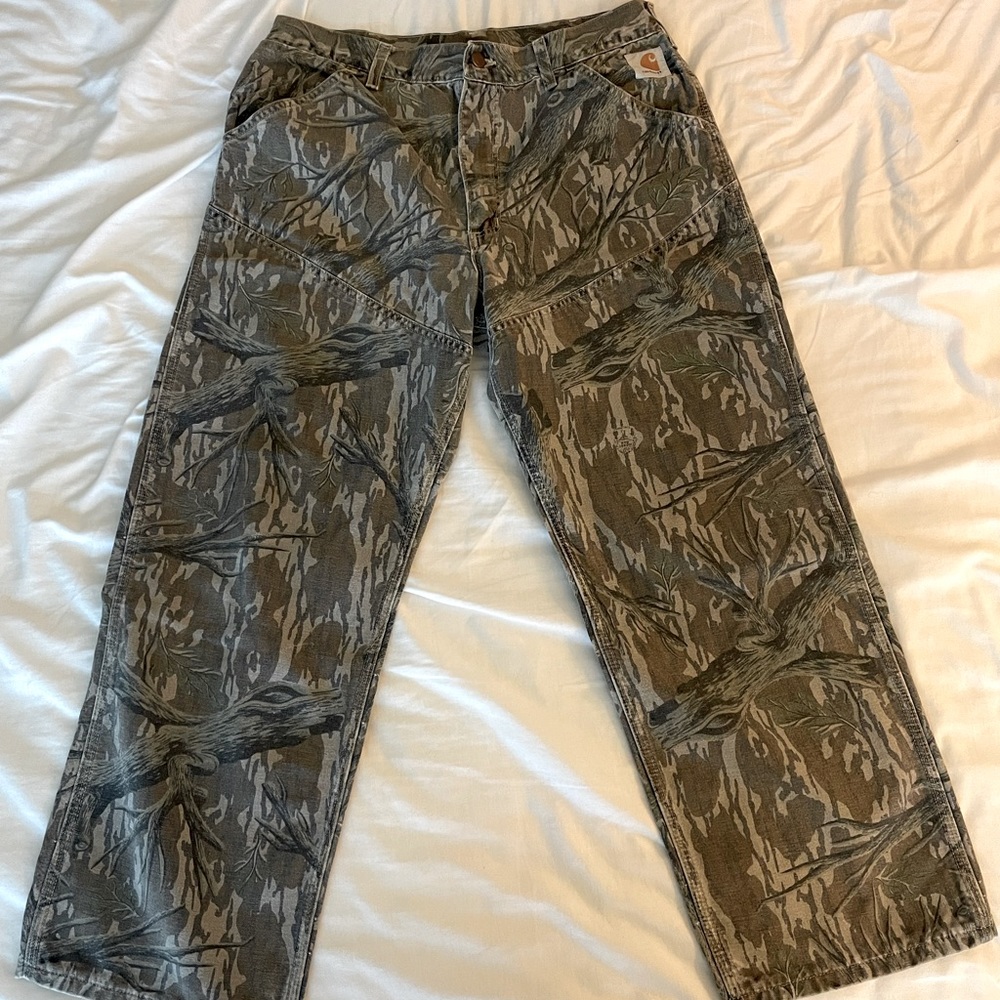 Vintage woodland camo carhartt pants double knee RARE 32x30